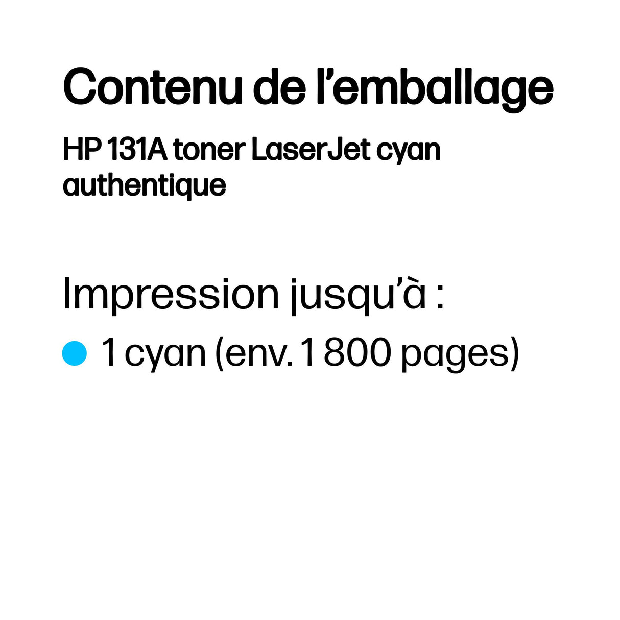 Cartouche Toner Authentique HP Cyan 131A CF211A - Pour LaserJet Pro M251/M276