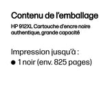 HP 912XL Cartouche d'encre noire grande capacité authentique (3YL84AE) pour HP OfficeJet 8010 series/ OfficeJet Pro 8020 series