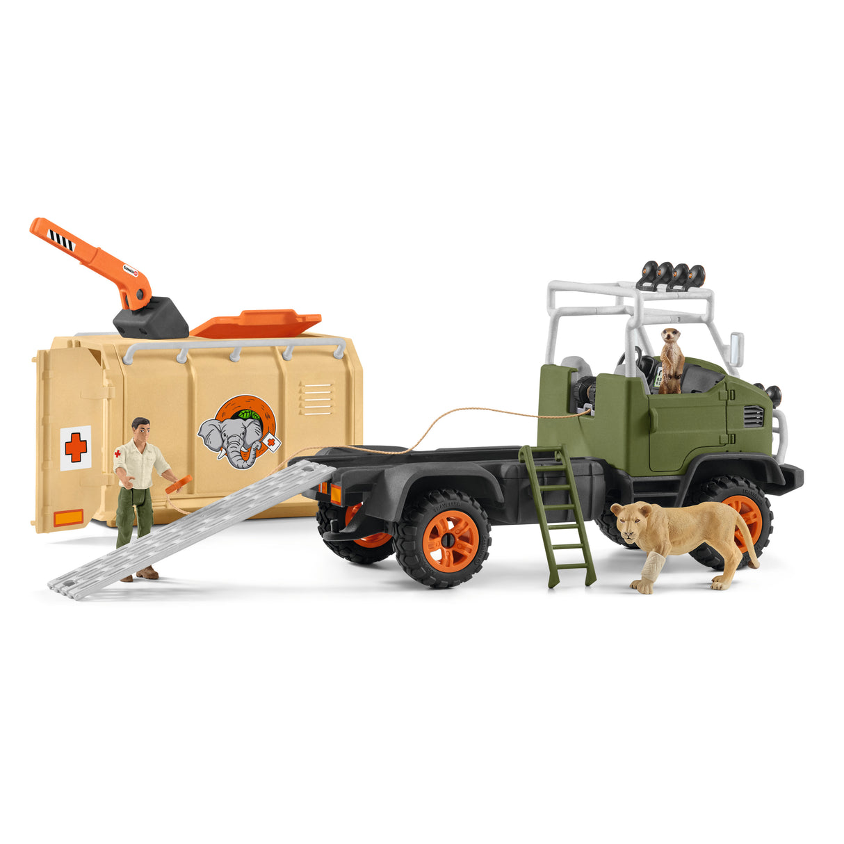 Gros camion de sauvetage d'animaux, coffret de jeu de 45 pieces avec 2 figurines d'animaux, 1 figurine de ranger articulée et des