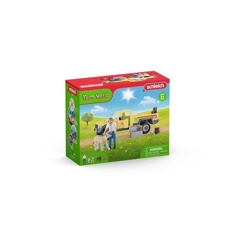 Coffret Visite du Vétérinaire a la ferme 12 Pieces - Avec Animaux de la Ferme, Véhicule et Vétérinaire - SCHLEICH - 42503 FARM WORLD