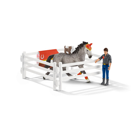 Coffret d'entraînement a la voltige de Mia, coffret schleich avec 18 éléments inclus dont 1 cheval schleich et 2 personnages,