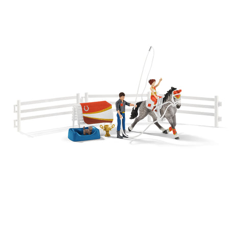 Coffret d'entraînement a la voltige de Mia, coffret schleich avec 18 éléments inclus dont 1 cheval schleich et 2 personnages,
