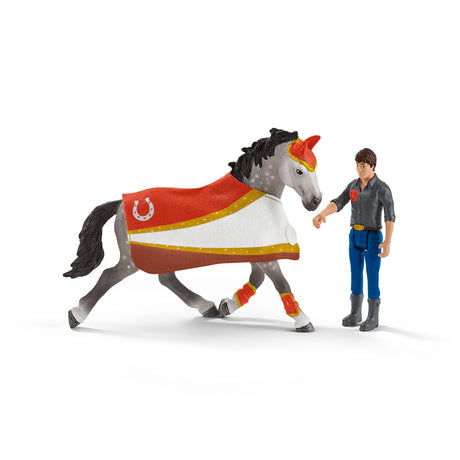 Coffret d'entraînement a la voltige de Mia, coffret schleich avec 18 éléments inclus dont 1 cheval schleich et 2 personnages,