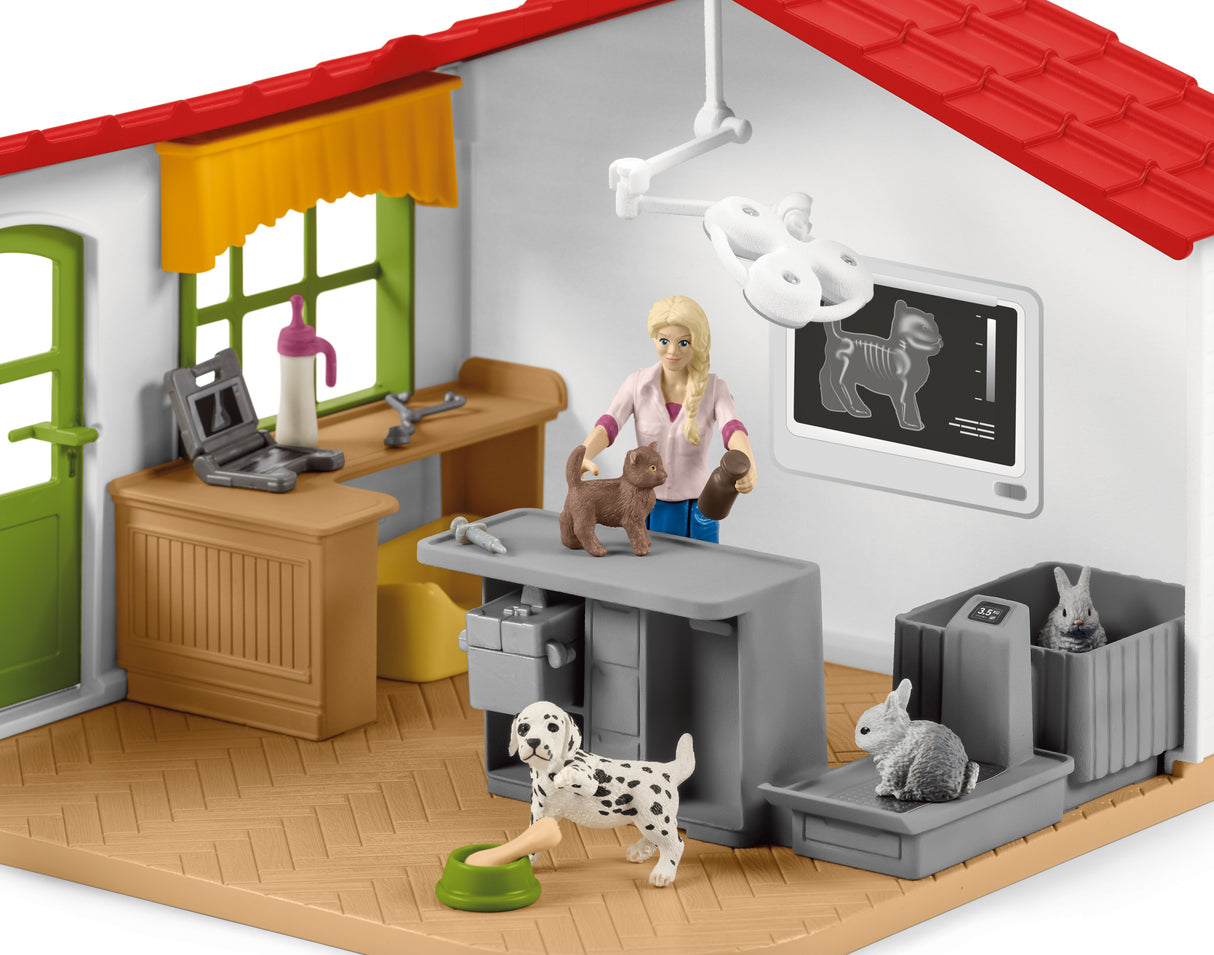 Cabinet vétérinaire avec animaux, coffret de 43 pieces avec figurine vétérinaire, animaux et accessoires, jouets animaux de la