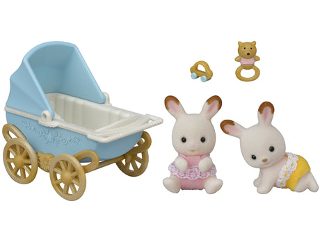 Les jumeaux Lapin Chocolat et poussette double  - Sylvanian Families - 5432