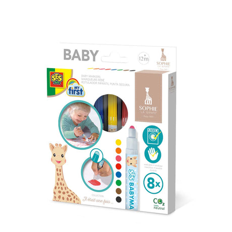 SES Creative - My first - Sophie la girafe - Feutres pour bébé - Peinture bebe - Premier crayon  - Peinture a l eau bebe