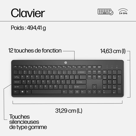Ensemble Clavier Souris sans fil HP 230 - AZERTY
