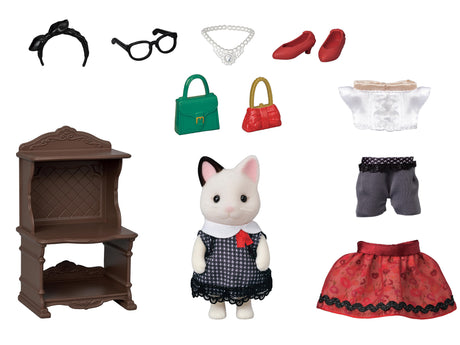 SYLVANIAN FAMILIES - La valisette de mode et grande soeur chat bicolore