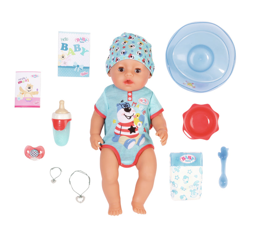 BABY BORN - Magic Boy - Poupée bébé garçon avec 11 accessoires - Mange, dort, pleure et utilise le pot - 43cm - des 3 ans
