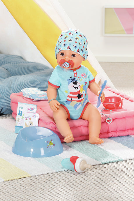 BABY BORN - Magic Boy - Poupée bébé garçon avec 11 accessoires - Mange, dort, pleure et utilise le pot - 43cm - des 3 ans