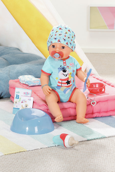 BABY BORN - Magic Boy - Poupée bébé garçon avec 11 accessoires - Mange, dort, pleure et utilise le pot - 43cm - des 3 ans