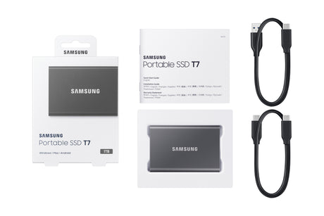 SAMSUNG - T7 Gris - SSD Externe - 1 To - USB 3.2 - Vitesse lecture jusqu'a 1 050 Mo/s