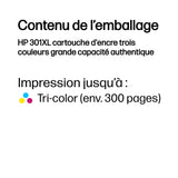 HP 301XL Cartouche d'encre trois couleurs grande capacité authentique (CH564EE) pour HP Envy 4505 et HP DeskJet