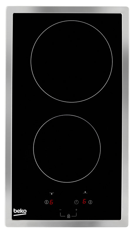 Table de cuisson BEKO HDMC32400TX - 2 foyers vitrocéramique - Commandes tactiles - Noir - Minuterie intégrée