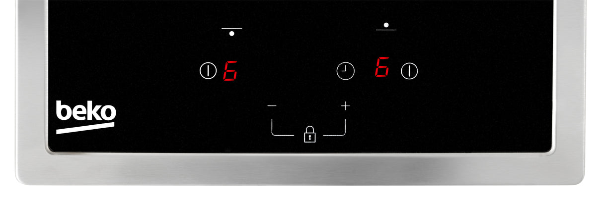 Table de cuisson BEKO HDMC32400TX - 2 foyers vitrocéramique - Commandes tactiles - Noir - Minuterie intégrée
