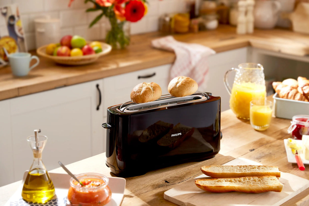 Grille-pain - PHILIPS - HD2590/90 - Collection Daily petit déjeuner - 1 fente longue - 830W - Noir