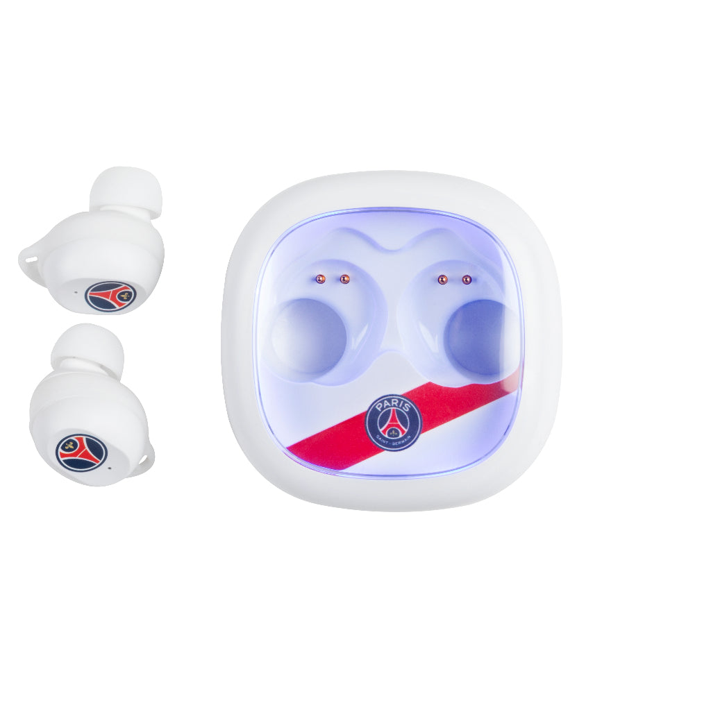 Écouteurs sans fil - KONIX - PSG - Autonomie 8 h + 15 h - IPX4 - Bluetooth - Blanc