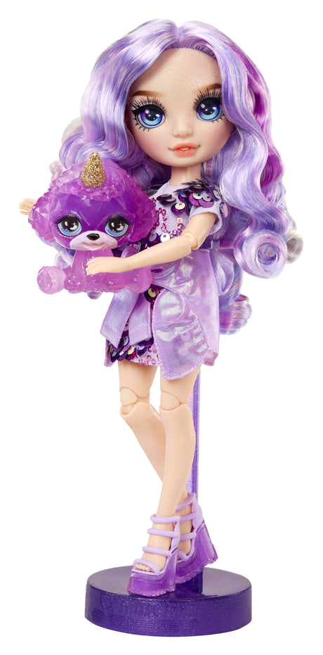 Rainbow High Poupée Mannequin avec Kit de Slime et Animal de Compagnie - Violet (Violet) - Poupée Pailletée 28 cm