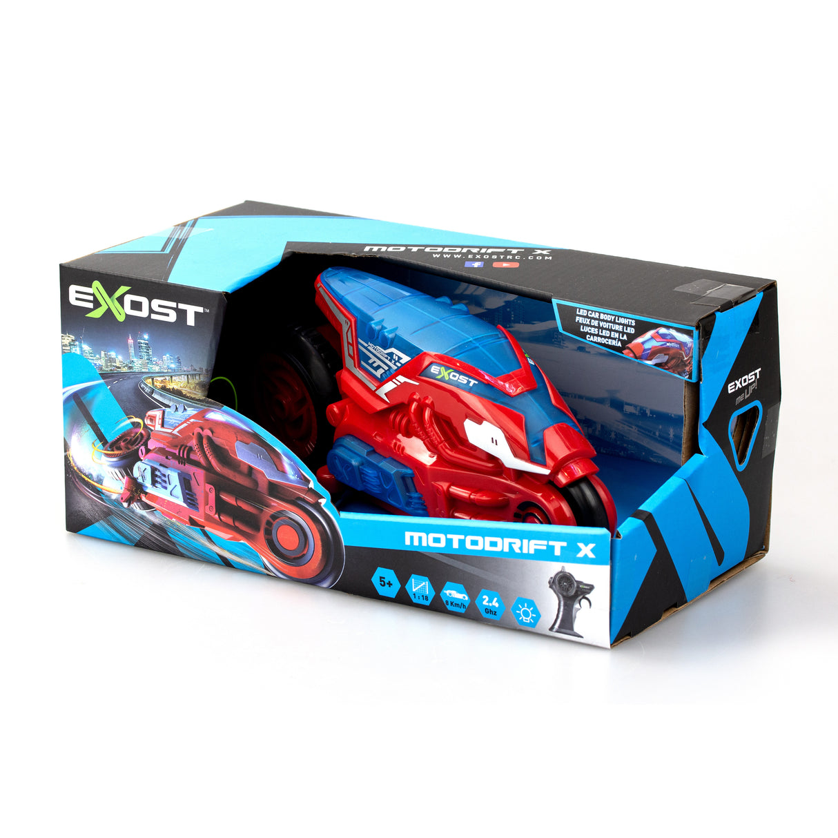Moto télécommandée - EXOST - MOTODRIFT X LED 24 Ghz - 1:18 - Rouge - 23 cm - Des 5 ans