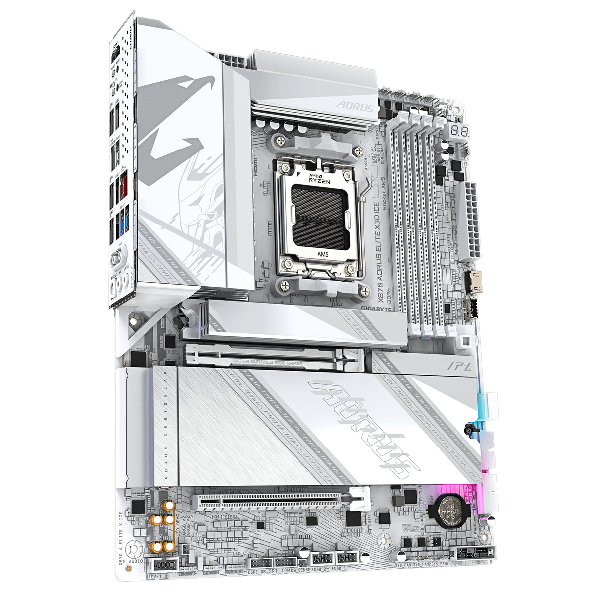 Carte mere - GIGABYTE - X870 A ELITE X ICE X870 X3D - Format ATX - Chipset AMD X870 - DDR5 & PCIe 5.0