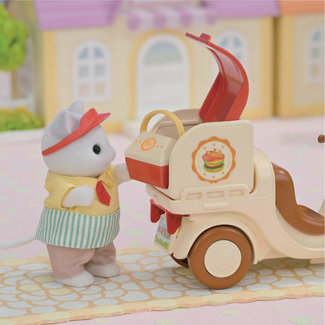 Jeu de Restauration - SYLVANIAN FAMILIES - Stand de Hamburgers - Papa Chat Latté et Scooter