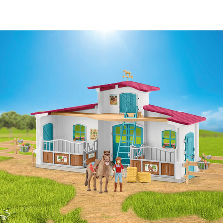 Centre Équestre, coffret figurines avec 75 éléments inclus dont 1 cheval, des 5 ans, schleich 72222 Horse club