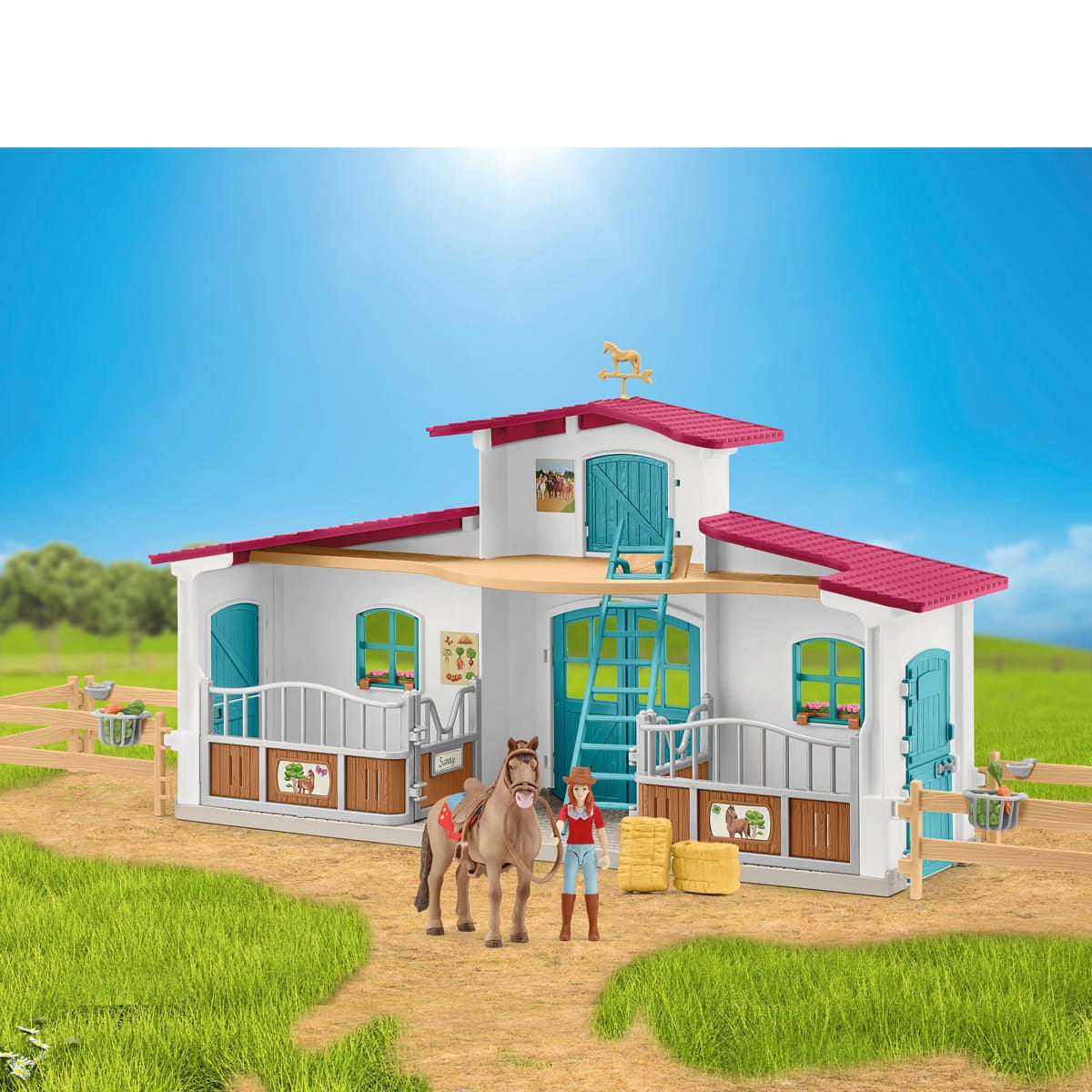 Centre Équestre, coffret figurines avec 75 éléments inclus dont 1 cheval, des 5 ans, schleich 72222 Horse club