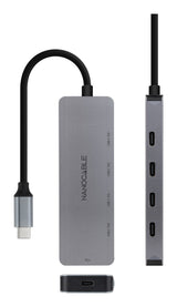 Hub USB-C 3.2 Nanocable - 3 ports (Gris)
