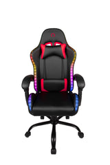 Chaise de bureau gaming - KONIX - Phantom - Éclairage RVB - Inclinaison 135° - Synthétique - Coussin lombaires et cervicaux - Noir