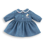 Robe Week-end a Paris - Corolle - 36 cm - Imitation denim - Col claudine - Sérigraphie petit chien