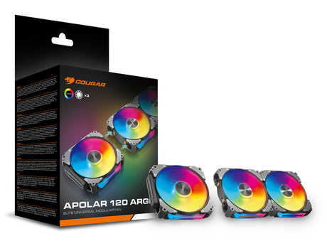Lot de 3 Ventilateurs de boitier Cougar Apolar RGB - 12cm (Noir)