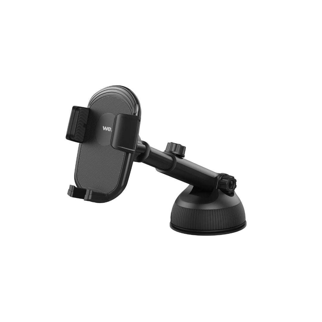 WE Support voiture universel : Fixation ventouse tableau de bord + pare-brise -