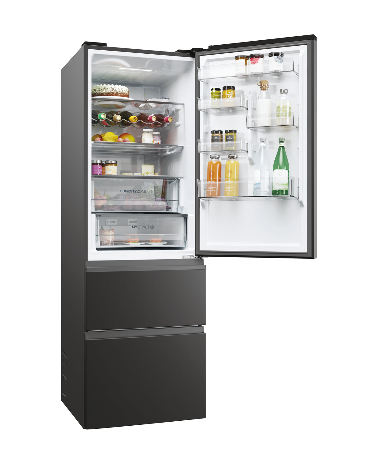 Réfrigérateur combiné - HAIER - 3D 60 Series 5 HTW5618ENPT - Classe E - 360 L - 185 x 59,5 x 66,7 cm - Noir