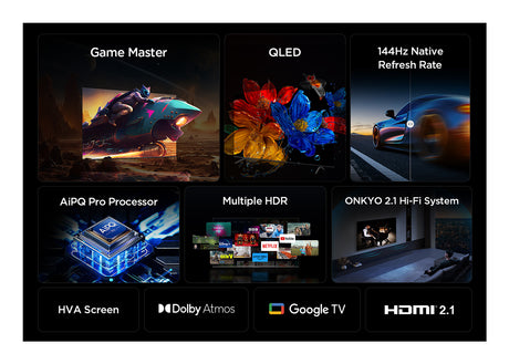 TCL 65P8K - TV QLED 65 (165 cm) - 4K UHD 3840x2160 - 144 Hz - Dolby Vision - Google TV  - 4xHDMI 2.1 - WiFi