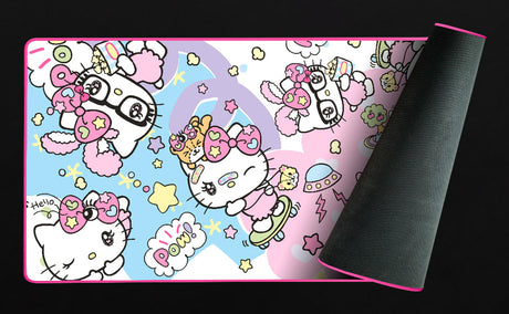 Tapis de souris gaming - KONIX - Hello Kitty - XXL 90 x 46 cm - Surface microfibre antidérapante - Caoutchouc