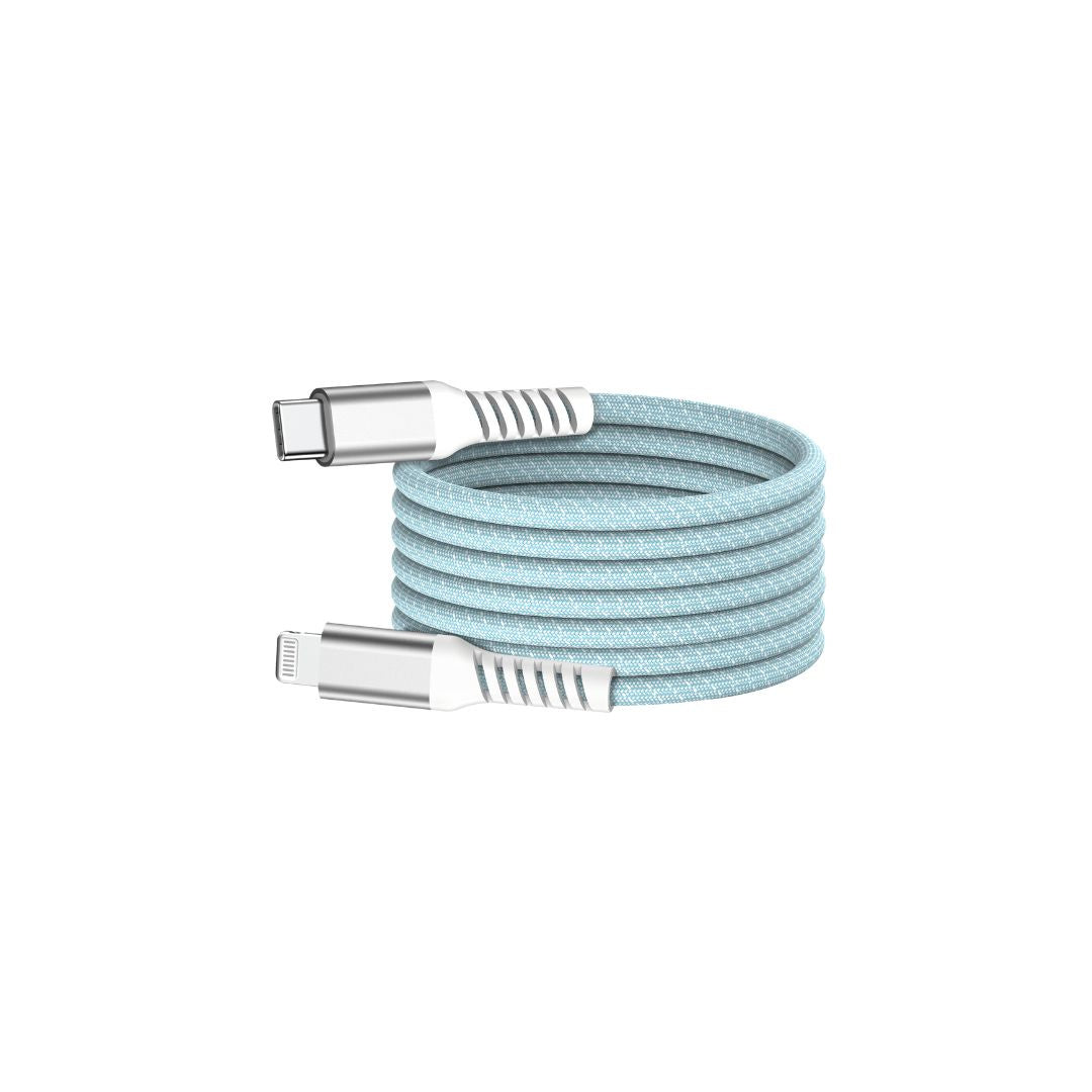 c ble USB-C/Lightning magnétique, USB2,0 - 9V/3A/27W, 1mètre bleu