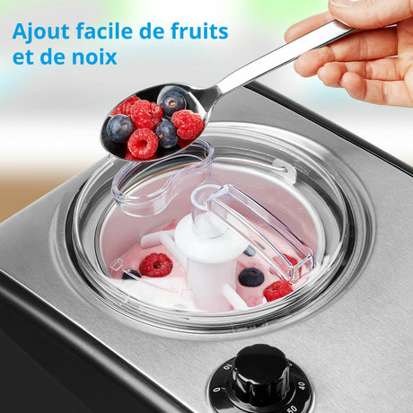 Sorbetiere Yaourtiere - MEDION MD18387 – 150W – de -18 a -35°C – 1,5L de glace – Écran LCD – Noir/Alu
