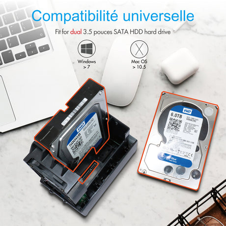 Boitier Externe Icy Box IB-RD3621U3 USB3.0 - 3,5" S-ATA - 2 Baies