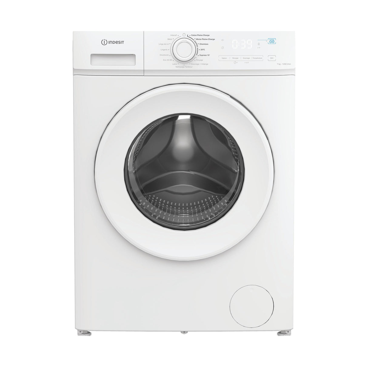 Lave-linge hublot INDESIT IMA762MYTIMEFR - 7 kg - Induction - 1200 trs/min - Push&Go - Classe A - Blanc