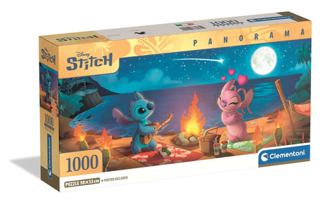 Puzzle 1000 pieces Stitch, Panorama Compact, CLEMENTONI, Dimensions du puzzle 98 x 33 cm