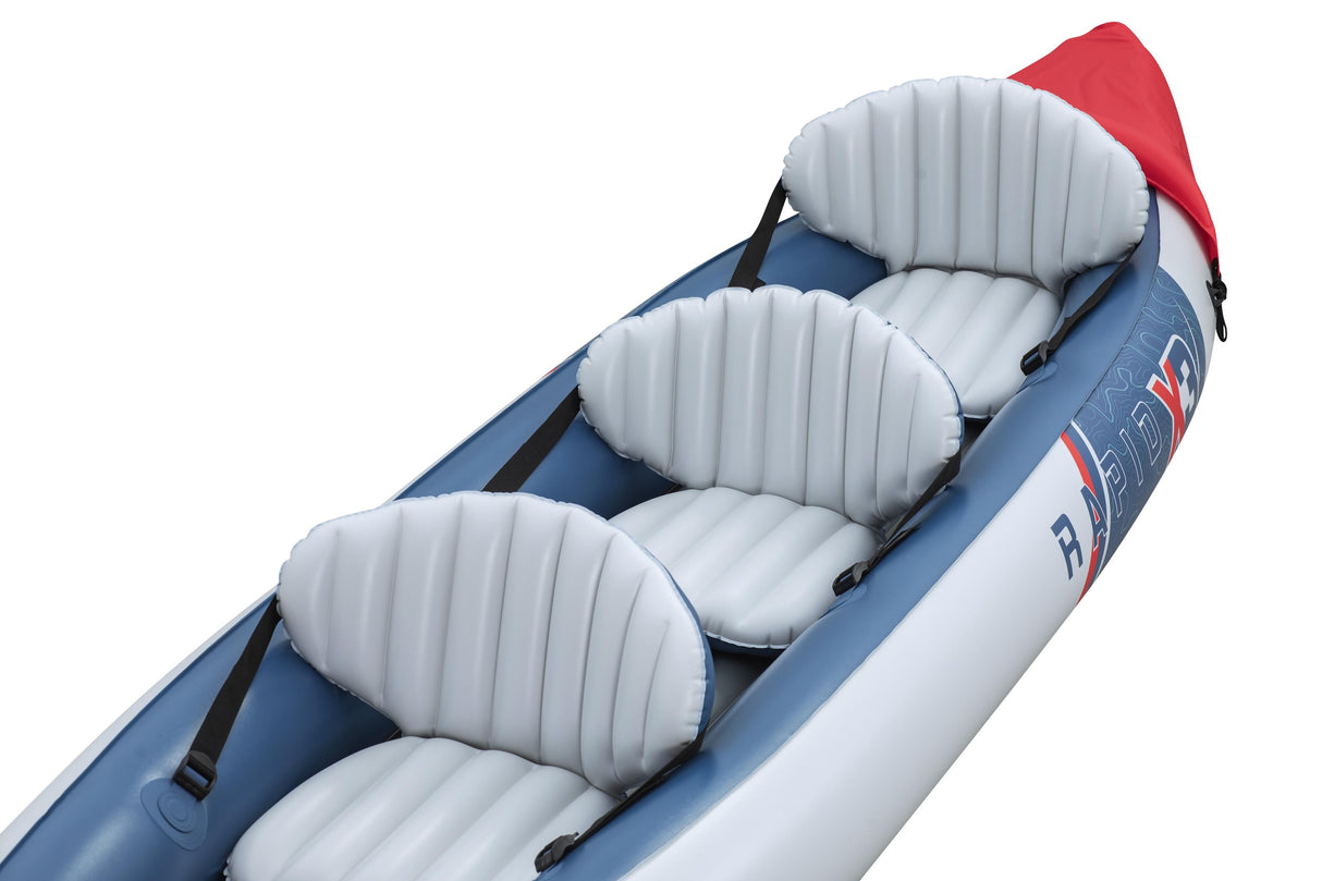 Kayak gonflable - BESTWAY - 65132 - Rapide X3 Hydro-Force™ - 381 x 100 cm, 3 places, 250 kg max, 2 pagaies, pompe