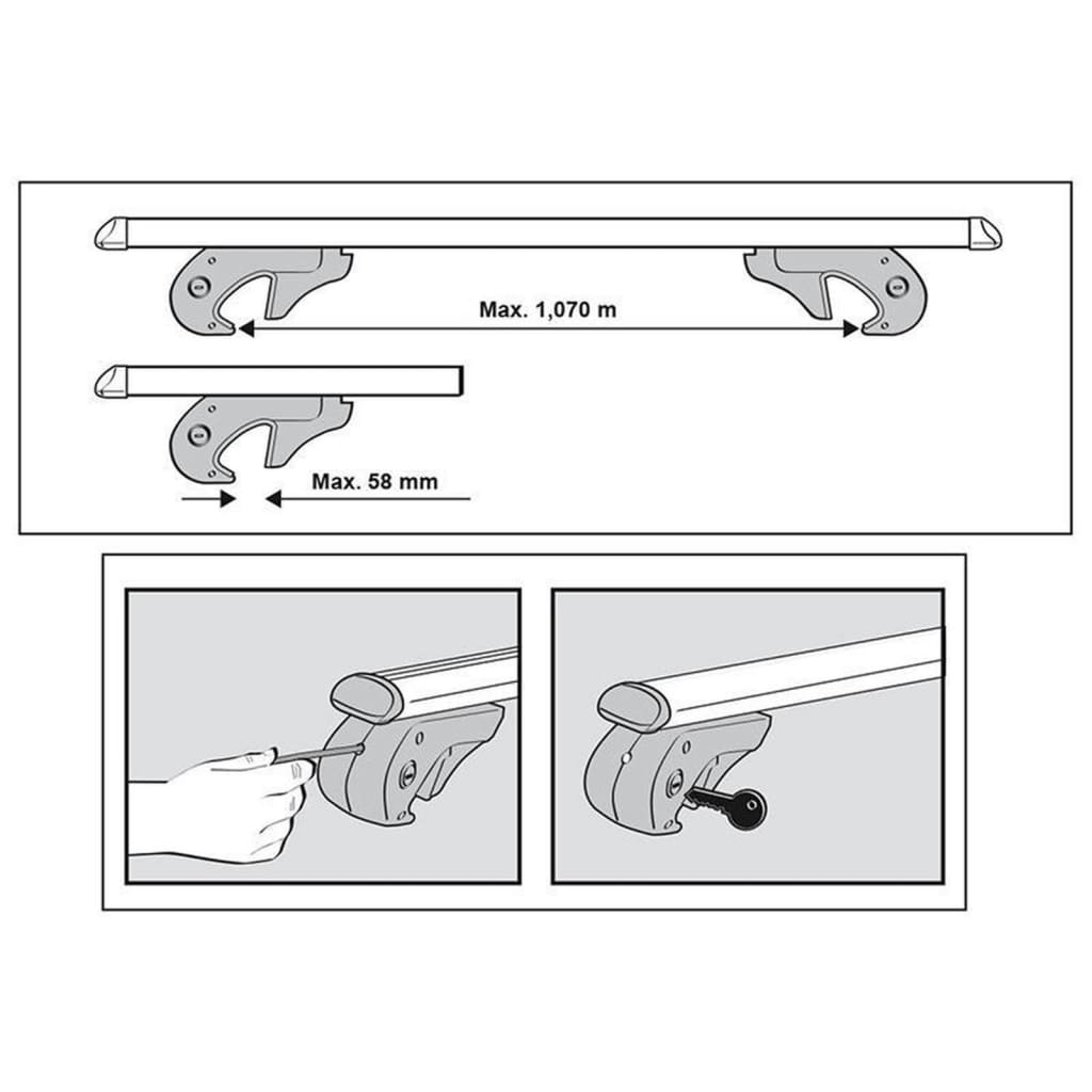 Menabo Ensemble de supports de toit pour véhicules 2pcs Aluminium 90kg