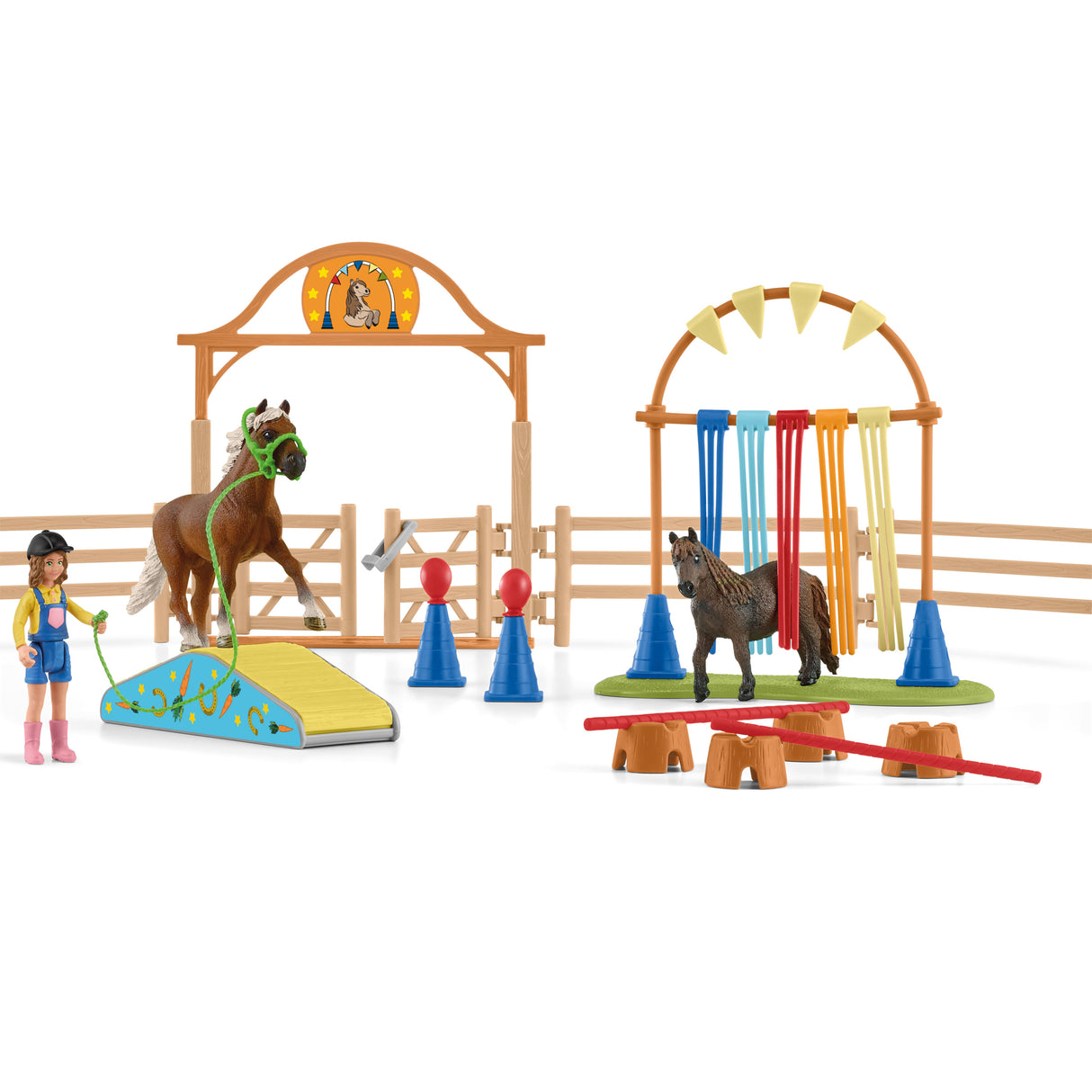 Coffret d'entraînement agilité équestre avec Cheval, Ensemble de 41 Pieces, Schleich 42481 Farm World, des 3 ans
