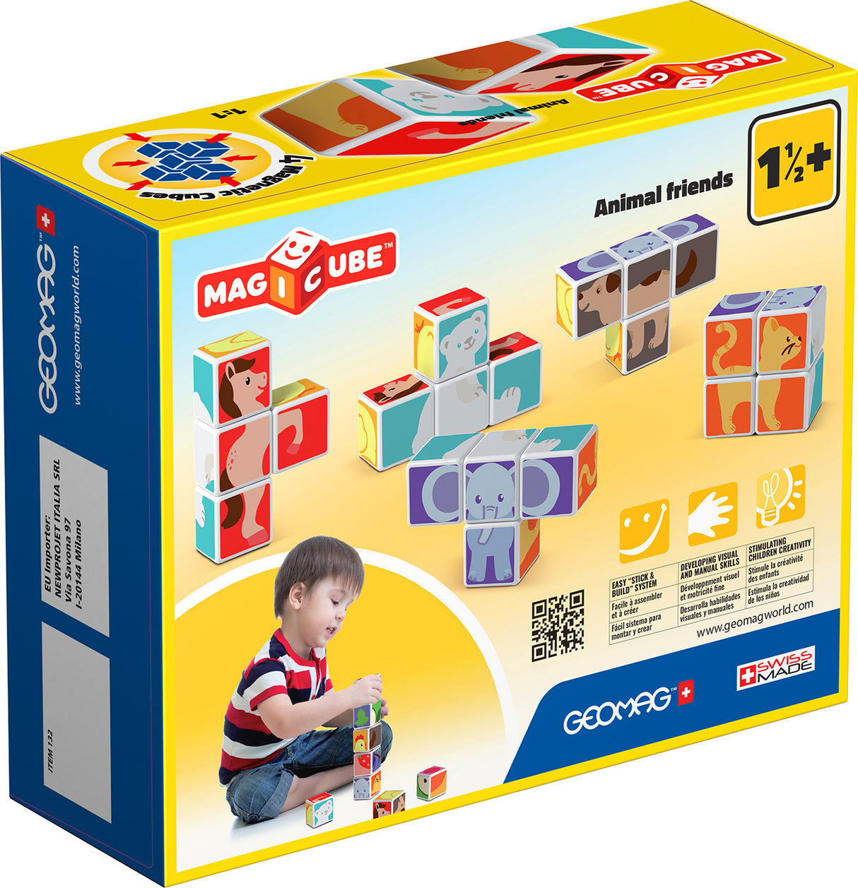 Blocs magnétiques - GEOMAG - Magicube 132 - 7 pieces - Animaux imprimés - Cartes incluses