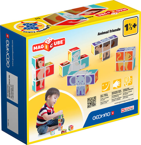 Blocs magnétiques - GEOMAG - Magicube 132 - 7 pieces - Animaux imprimés - Cartes incluses