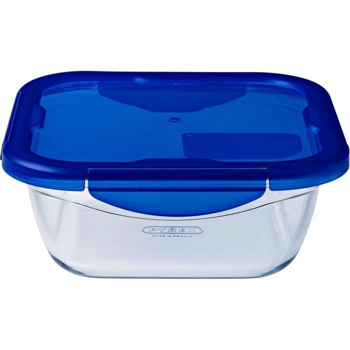Boîte carrée avec couvercle - PYREX - 1451030 - 16 x 16 cm -800 ml - Cook & Go - Base en verre borosilicate