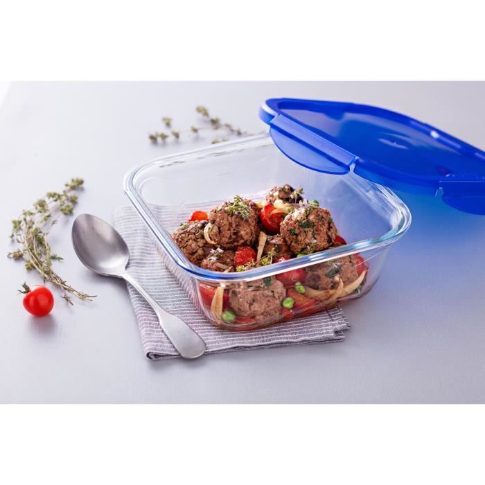 Boîte carrée avec couvercle - PYREX - 1451030 - 16 x 16 cm -800 ml - Cook & Go - Base en verre borosilicate