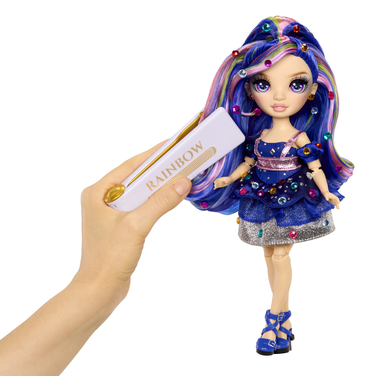 Rainbow High Poupée Mannequin Be Dazzling - Genevieve Bleu - 28 cm - Pierres précieuses scintillantes et accessoires inclus