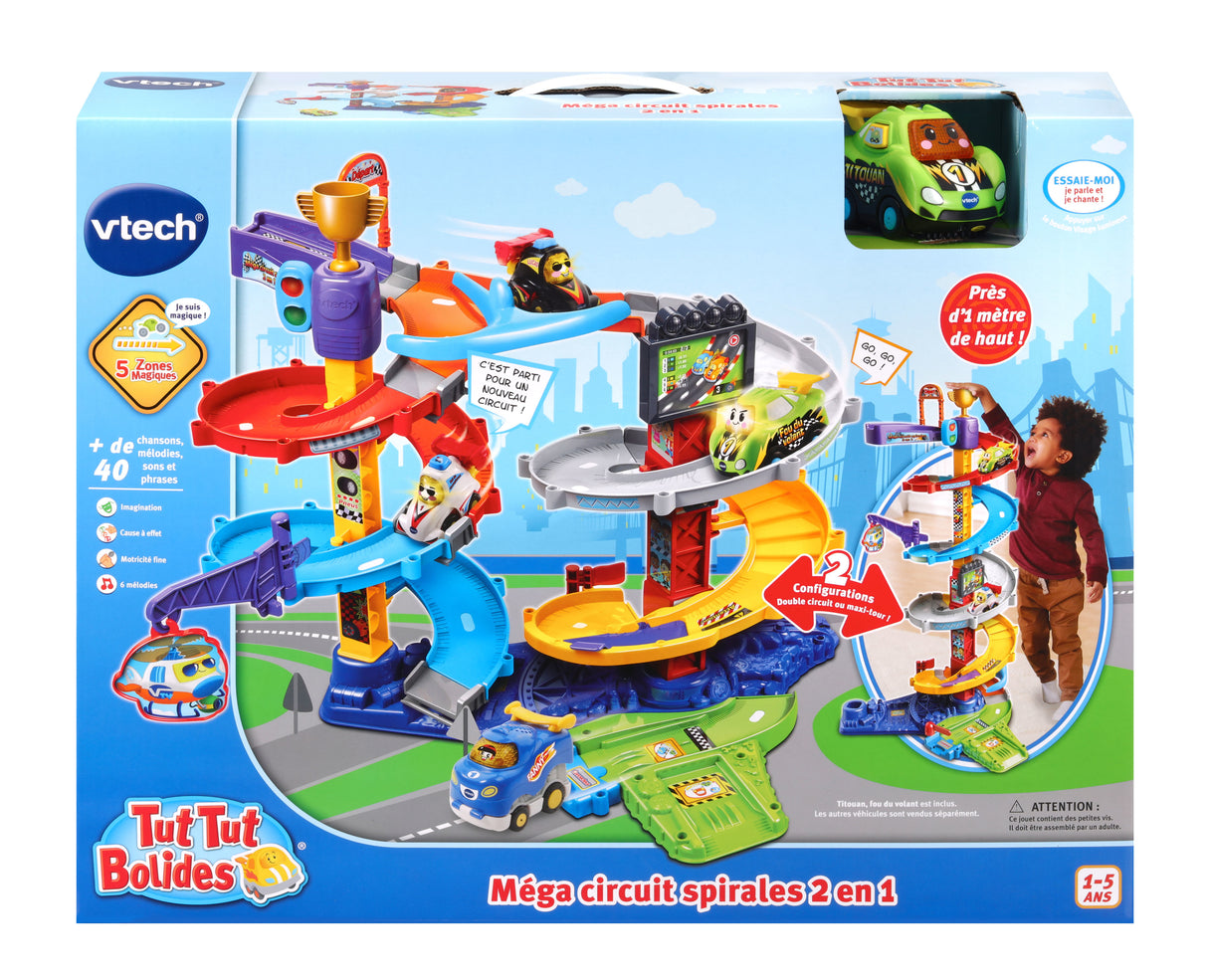 VTECH - Tut Tut Bolides - Méga Circuit Spirales 2 en 1 (+ Titouan, Fou du Volant)