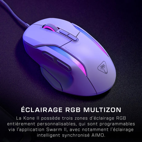 Souris gaming filaire - Turtle Beach Kone™ II - Ultra légere - Blanc, 26 000 DPI, 23 fonctions personnalisables
